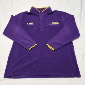LSU Tigers Columbia PFG Fleece Pullover Sweater 2XL NCAA Purple Yellow Accents